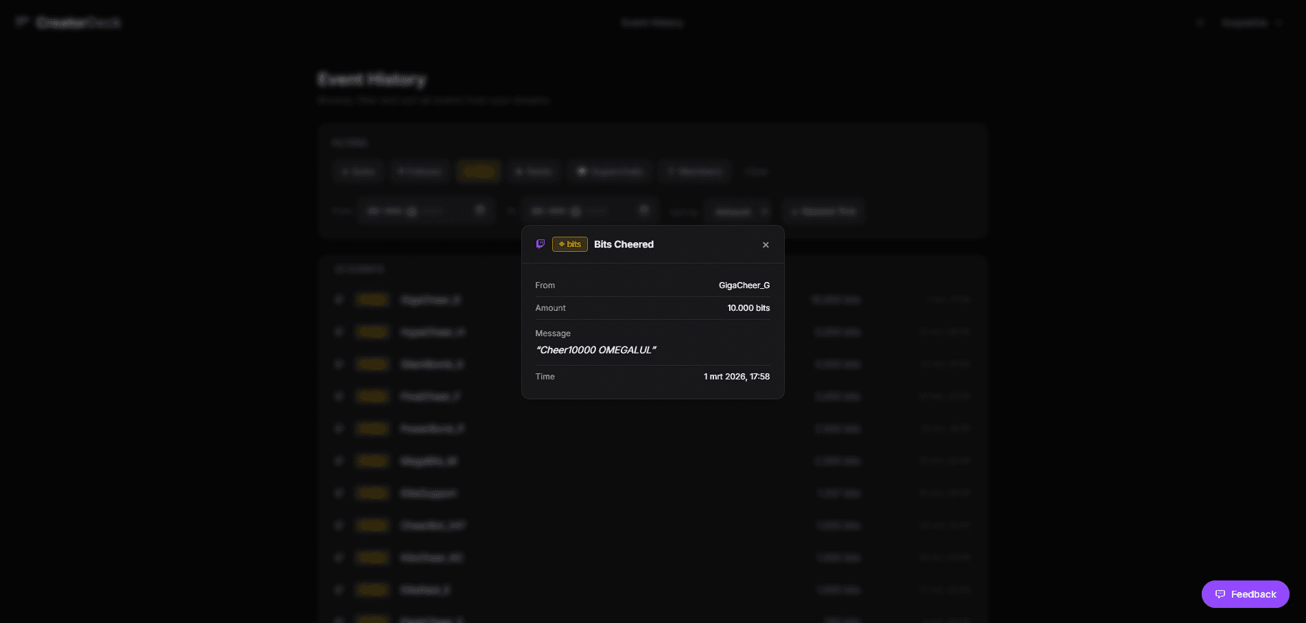 Event detail modal — full context on every support event